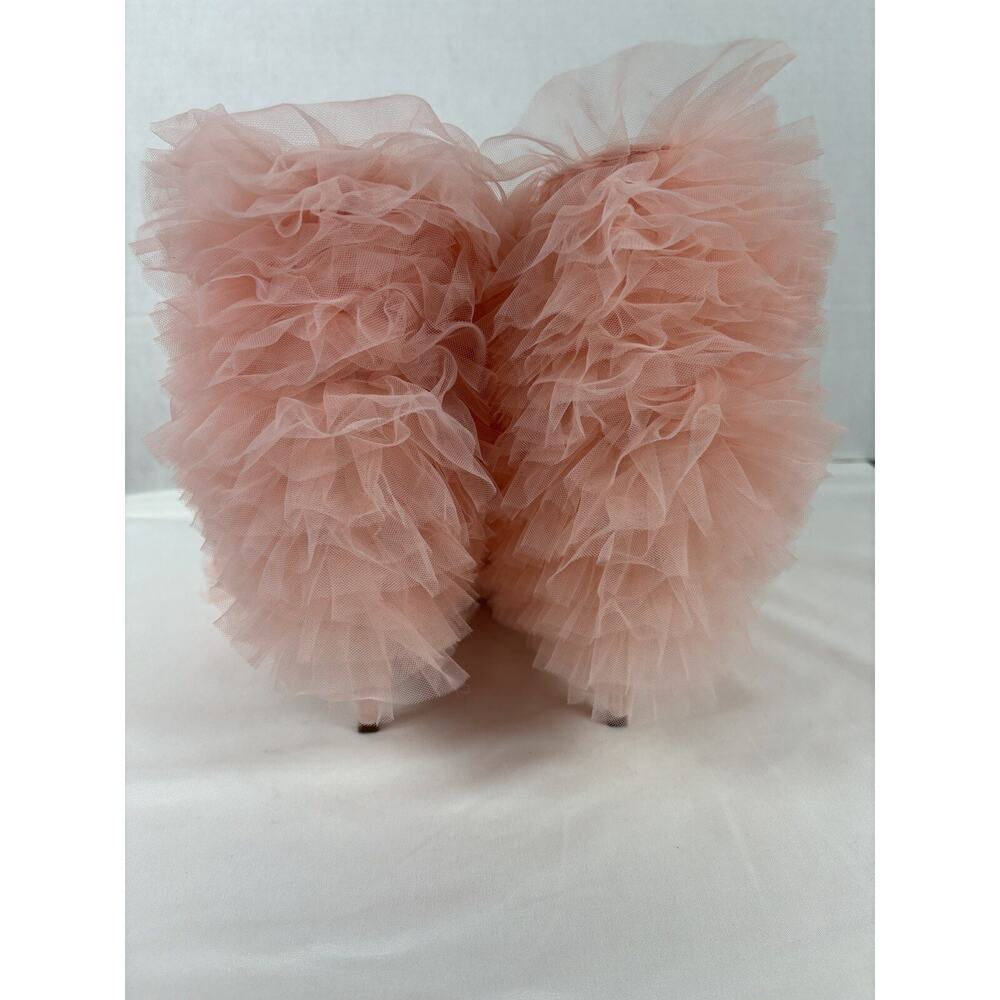 Azalea Wang Meticulously Tulle Tutu Stiletto Bootie Baby Pink 8.5 Open Toe - Picture 5 of 16